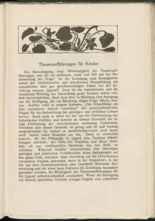 Theateraufführungen für Kinder