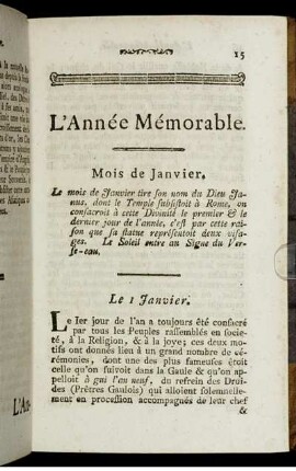 Mois de Janvier.
