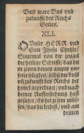 Umb ware Bus zukunfft des Reichs Gottes. XLI.