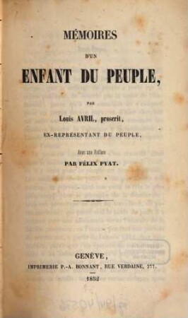 Mémoires d'un enfant du peuple