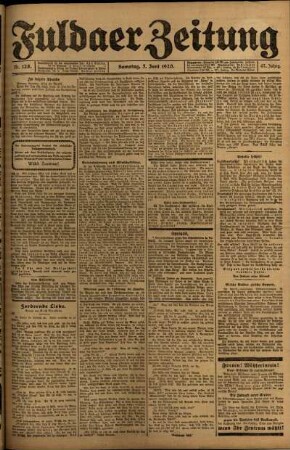 Erste Ausgabe vom Samstag, den 05. Juni 1920.