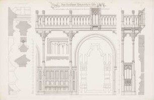 Kaufhaus Gürzenich, Köln: Details im kleinen Konzertsaal (aus: Atlas zur Zeitschrift für Bauwesen, hrsg. v. G. Erbkam, Jg. 13, 1863)