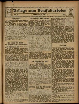 Zweite Ausgabe vom Sonntag, den 18. April 1926.