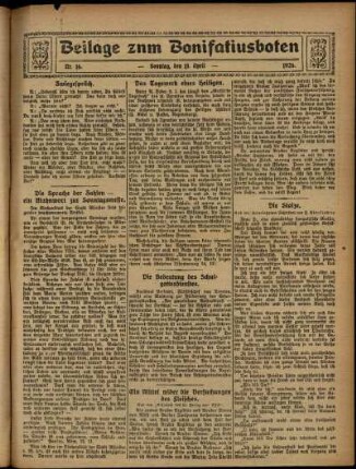 Zweite Ausgabe vom Sonntag, den 18. April 1926.