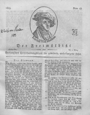 Nro. 43., Donnerstag, den 2. März 1809