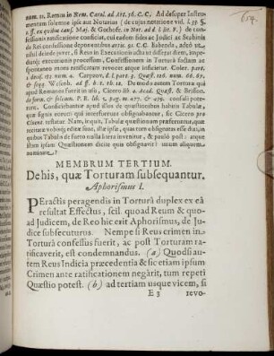 Membrum Tertium. De his, quæ Torturam subsequantur.