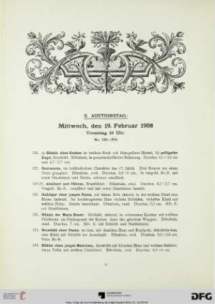 II. Auctionstag: Mittwoch, den 19. Februar 1908, Vormittag 10 Uhr (Nr. 126-270)