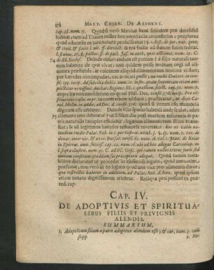 Cap. IV. De Adoptivis Et Spriritualibus Filiis Et Privignis Alendis.