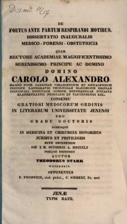 De foetus ante partum respirandi motibus : dissertatio inauguralis medico-forensi-obstetricia