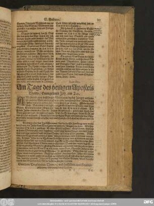 Am Tage des heiligen Apostels Thomae/ Evangelium Joh. am 20.
