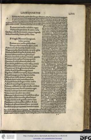 Publii Virgilii Maronis Georgicorum liber quartus.