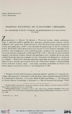 12: Nieznane materiały do Aleksandrii i Szpanowa : (na marginesie wystawy widków architektonicznych w malarstwie polskim)