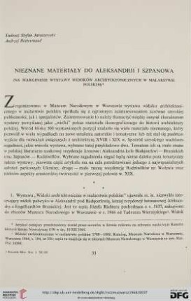 12: Nieznane materiały do Aleksandrii i Szpanowa : (na marginesie wystawy widków architektonicznych w malarstwie polskim)