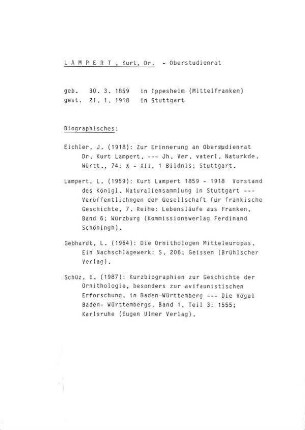 Aktendeckblatt Personenakte Kurt Lampert