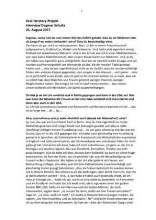 Transkript zum Video-Interview mit Dagmar Schultz (Oral Herstory-Projekt)