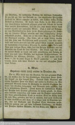 8. Mai. Napoleon rückt 1813 wieder in Dresden ein