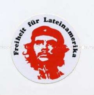 Aufkleber "Freiheit für Lateinamerika" mit einem Porträt Che Guevaras