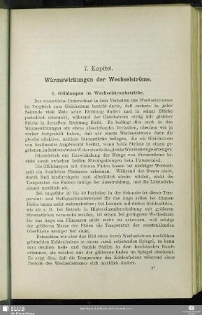 7. Kapitel. Wärmewirkungen der Wechselströme.