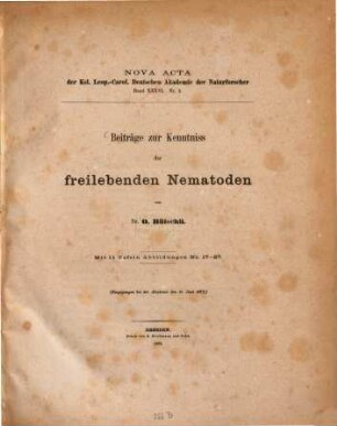 Beiträge zur Kenntniss der freilebenden Nematoden : mit 11 Tafeln, Abbildungen No. 17-27