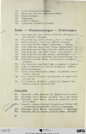 Stiche – Handzeichnungen – Radierungen (Nr.781-797)
