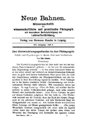 Der Entwicklungsgedanke in der Pädagogik : [Schluß folgt]