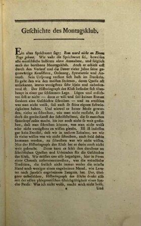 Kalender des Montag Klubb's zu Berlin. Auf das Jahr 1789. (Welches ein gemeines Jahr von 365. Tagen ist.)