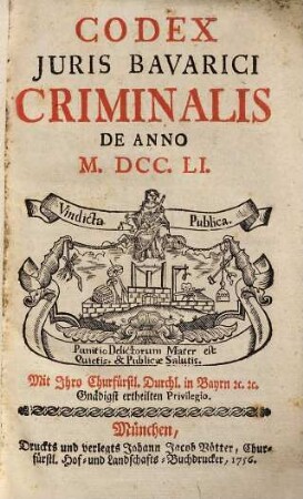Codex Juris Bavarici Criminalis De Anno M.DCC.LI.
