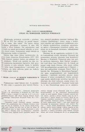 Dwa "Ogrojce" krakowskie: Uwagi na marginesie nowych publikacji