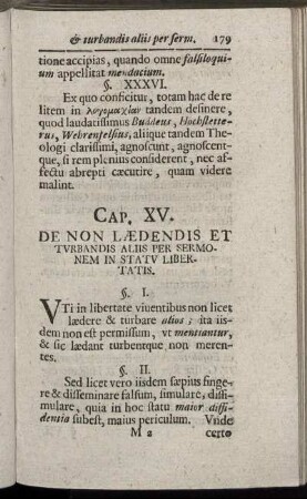 Cap. XV. De Non Lædendis Et Turbandis Aliis Per Sermonem In Statu Libertatis.