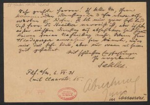 Brief an B. Schott's Söhne : 06.04.1931