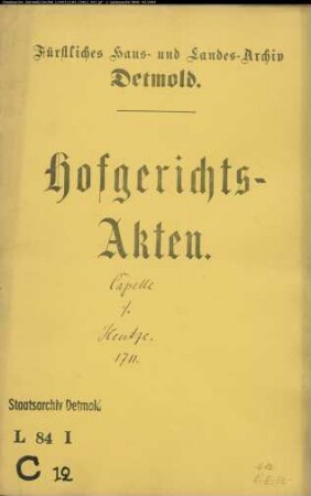 Capelle, Hermann gegen Kämmerer Johann Kord Hentze - Länderei