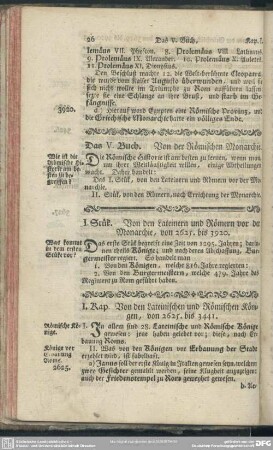 Das V. Buch. Von der Römischen Monarchie