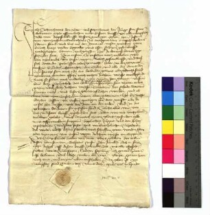 1445 Dez. 4 (Sa, St. Barbara) Schonhanns der Alte und Schonhanns der Junge, sein Sohn, gefangengesetzt von Jost von Venningen, Komtur zu Mergentheim, schwören Urfehde. Sr.: Junker Hans von Gebsettel Ausf. Pap. - 1 Pap.-Sg. - Rv.