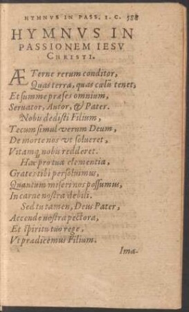 Hymnus In Passionem Iesu Christi.