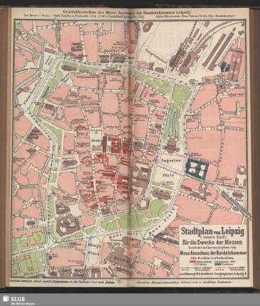 Stadtplan von Leipzig (innere Stadt) für die Zwecke der Messen