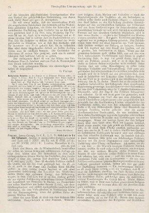 75-78 [Rezension] Frazer, James George, Folk-Lore in the Old Testament