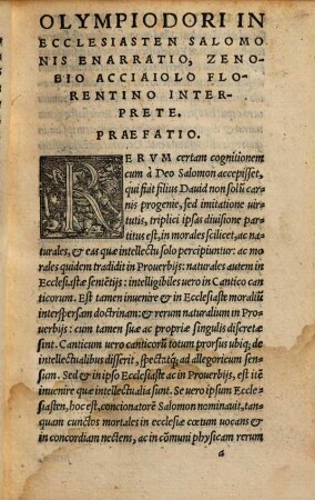 Olympiodori Doctissima In Ecclesiast. scholia : noua et latinis auribus insueta tralatione inserta