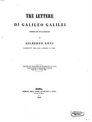 Tre Lettere di Galileo Galilei
