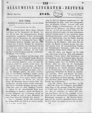 Grimm, J.: Geschichte der deutschen Sprache. Leipzig: Weidmann 1848 (Fortsetzung von Nr. 152)