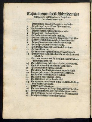 Capitulorum secundi libri de mirabilibus sacre scripture sancti Augustini ...