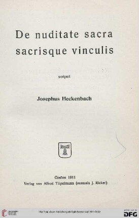De nuditate sacra sacrisque vinculis