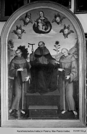 Madonna mit Kind und den Heiligen Antonius Abbate, Franziskus und Bernhard