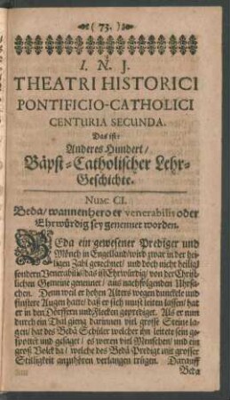 Theatri Historici Pontificio-Catholici Centuria Secunda. Das ist: Anderes Hundert/ Bäpst-Catholischer Lehr-Geschichte.
