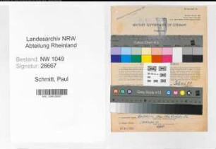 Entnazifizierung Paul Schmitt , geb. 19.11.1894 (Bahnsekretaer)