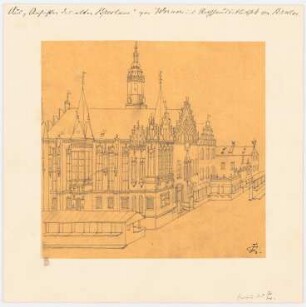 Rathaus, Breslau Umbau: Perspektivische Ansicht der Süd- und Ostseite