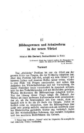 Bildungswesen und Schulreform in der neuen Türkei