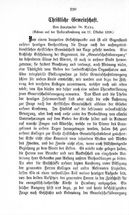 Christliche Gemeinschaft.