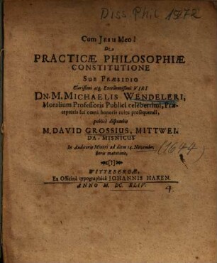 De Practicae Philosophiae Constitutione