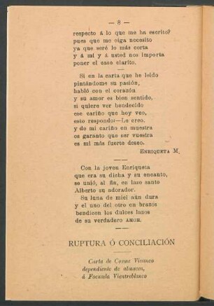 Ruptura ó conciliación