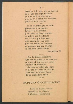 Ruptura ó conciliación